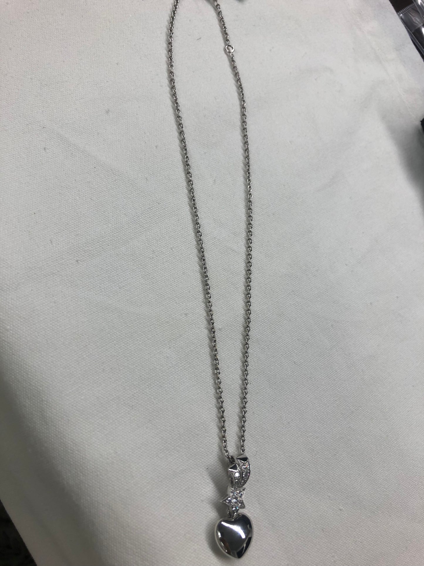 PF192 ITGIOEONMOAU シャネル コメット ハートダイヤ ネックレス K18WG 13.1g 40cm 1F102/1E2164 保