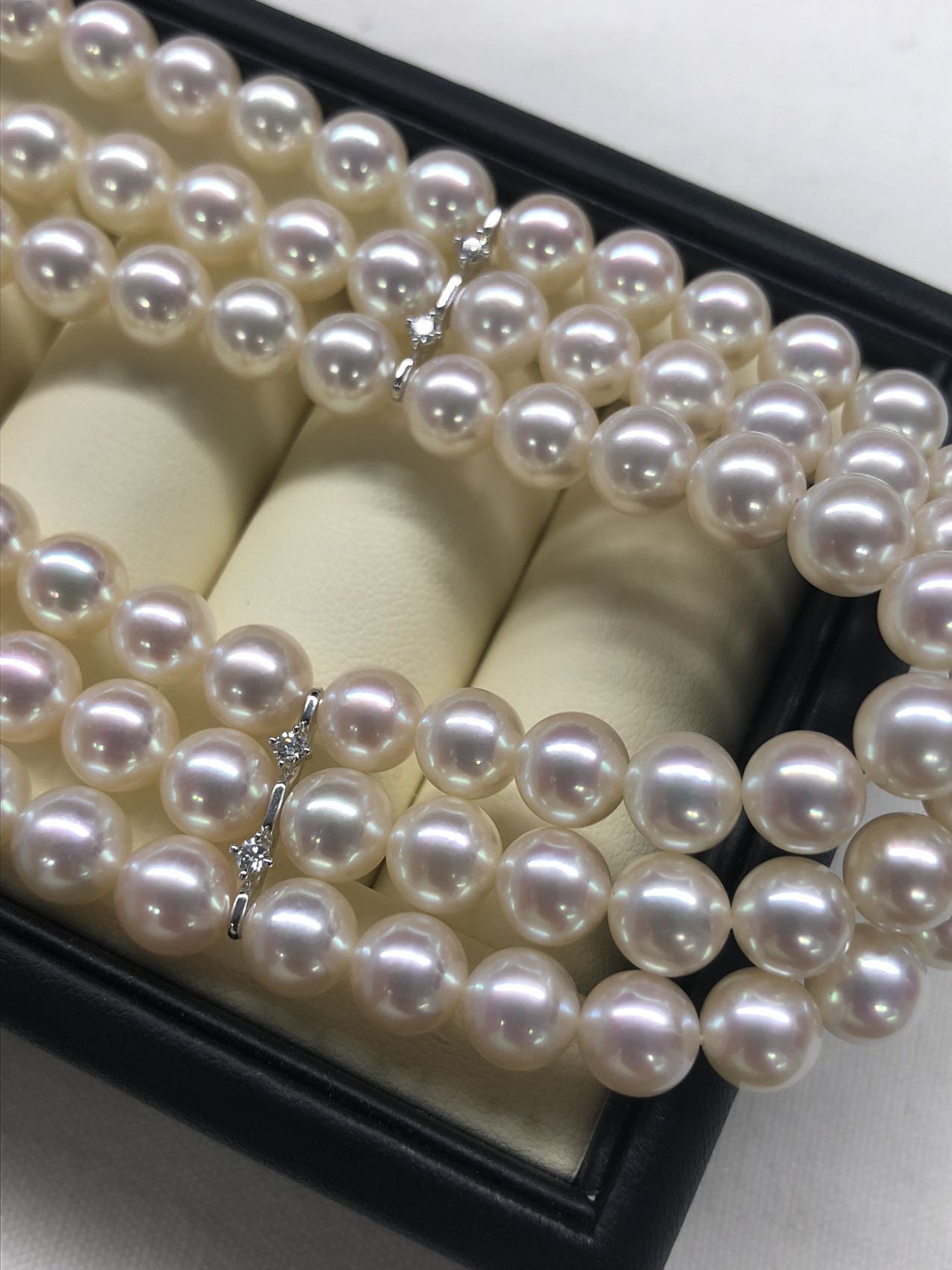 PF203 IT9TL8BD6N1G タサキアコヤ真珠7.0~7.4mmダイヤ0.35ct ネックレス K18WG 105.9g 43cm3連箱