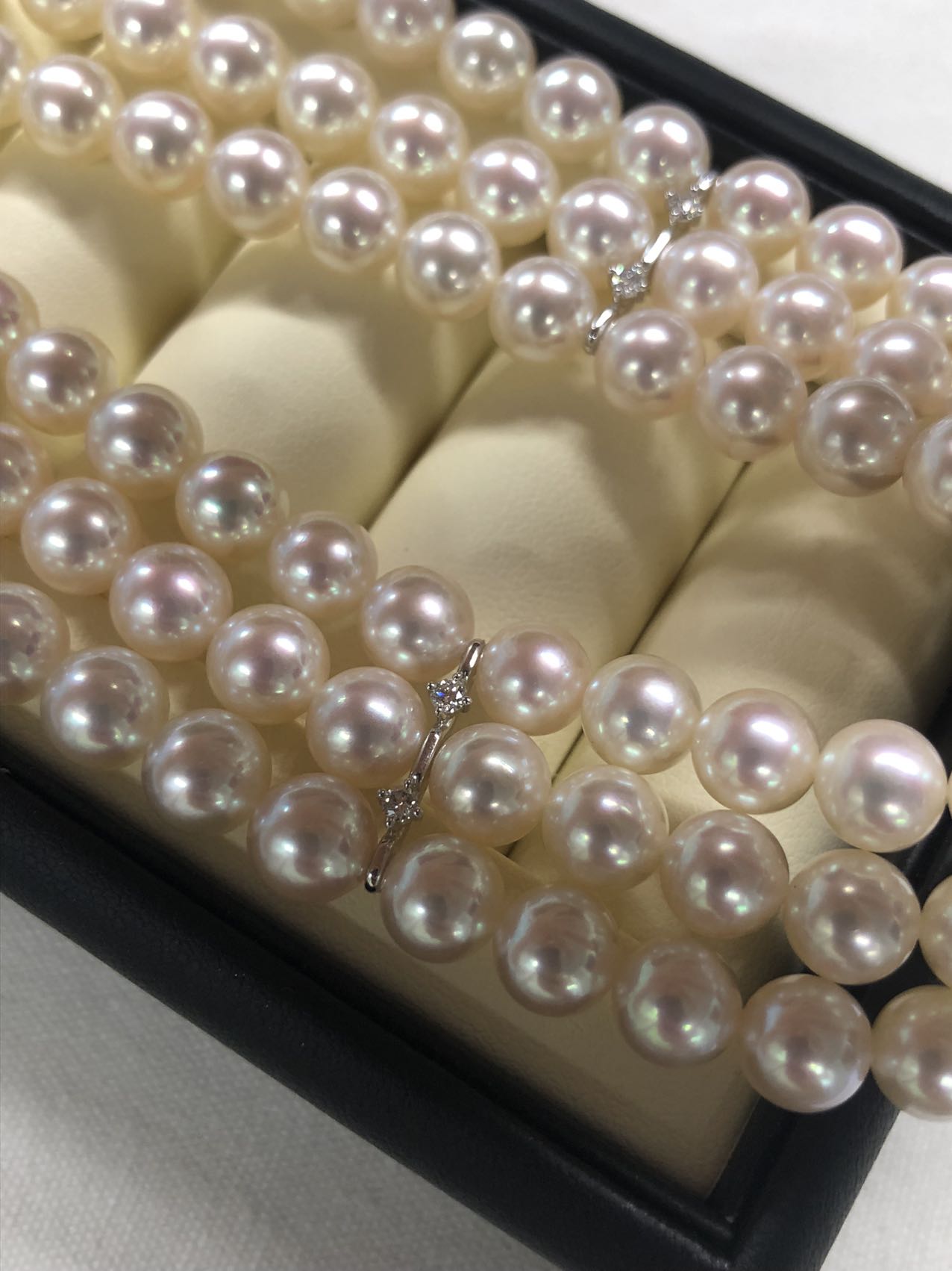 PF203 IT9TL8BD6N1G タサキアコヤ真珠7.0~7.4mmダイヤ0.35ct ネックレス K18WG 105.9g 43cm3連箱