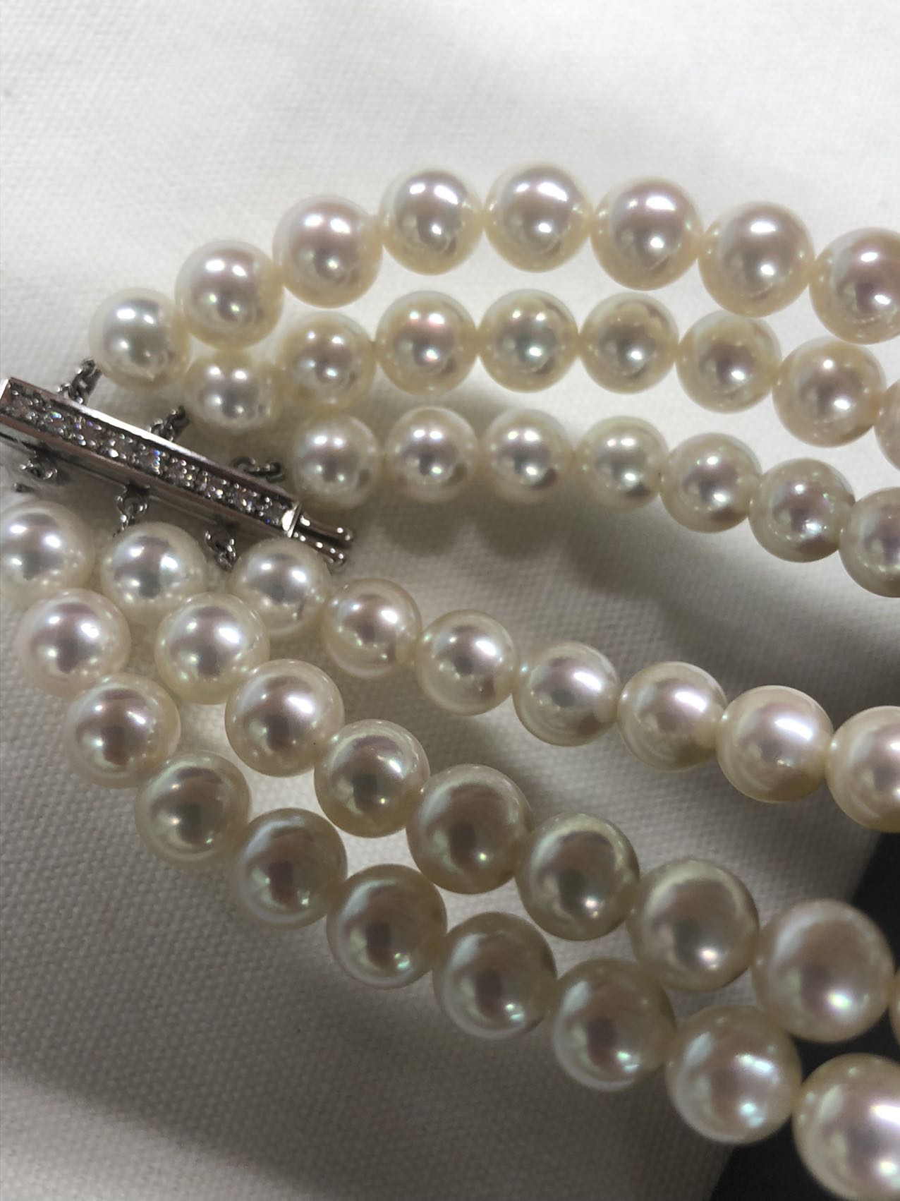 PF203 IT9TL8BD6N1G タサキアコヤ真珠7.0~7.4mmダイヤ0.35ct ネックレス K18WG 105.9g 43cm3連箱