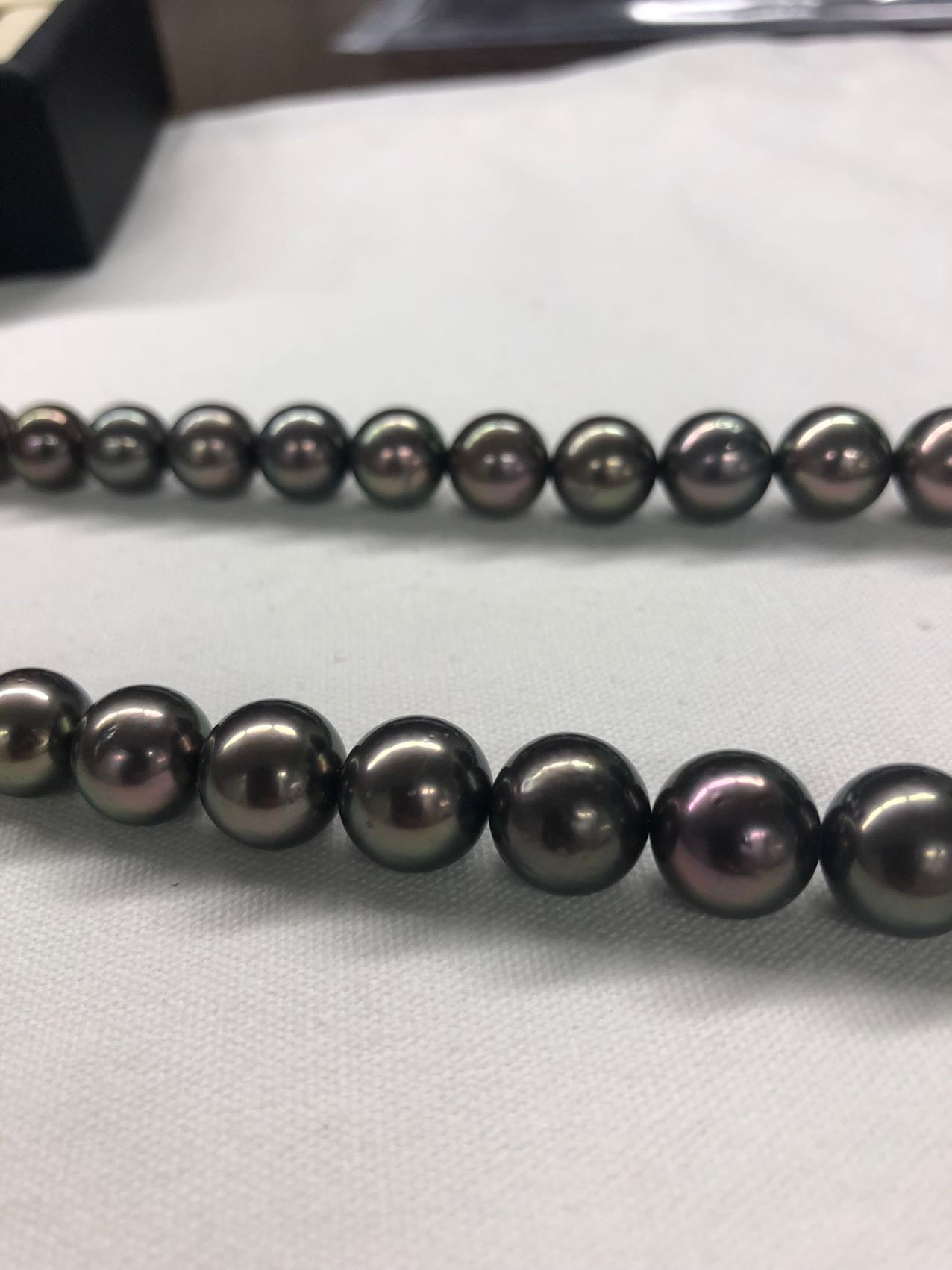 PF208 ITDKMLVHW4R2ミキモト黒蝶真珠8.1~12.7mm ネックレス K18WG 70.4g 43.5cm*ミキモト糸替え済箱