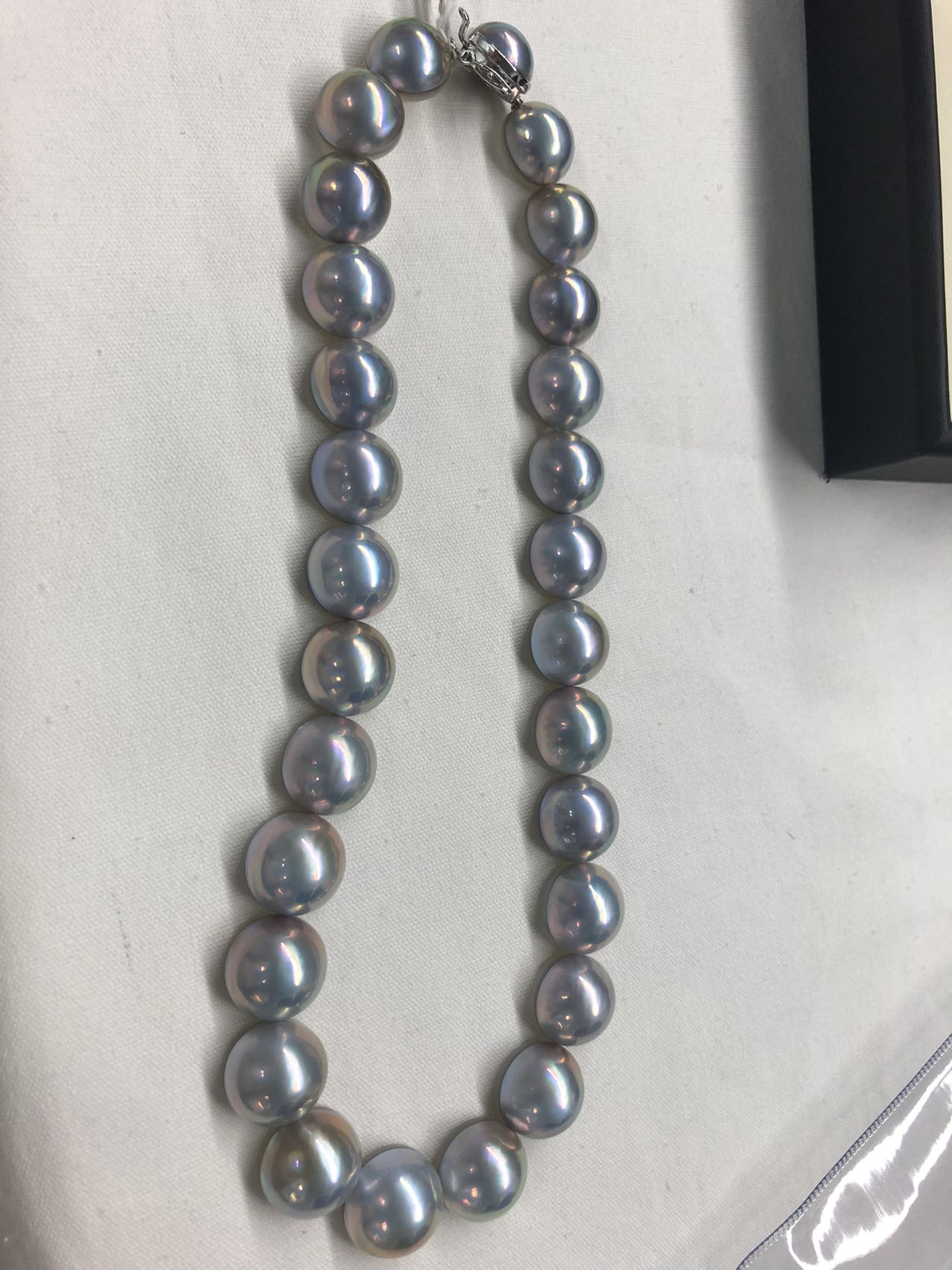 PF210 ITUWI6EWTM5U タサキ マベパール14.8mm~17mmネックレス K18WG 87.8g 44cm 留め具マベ14mmブルーグレー系