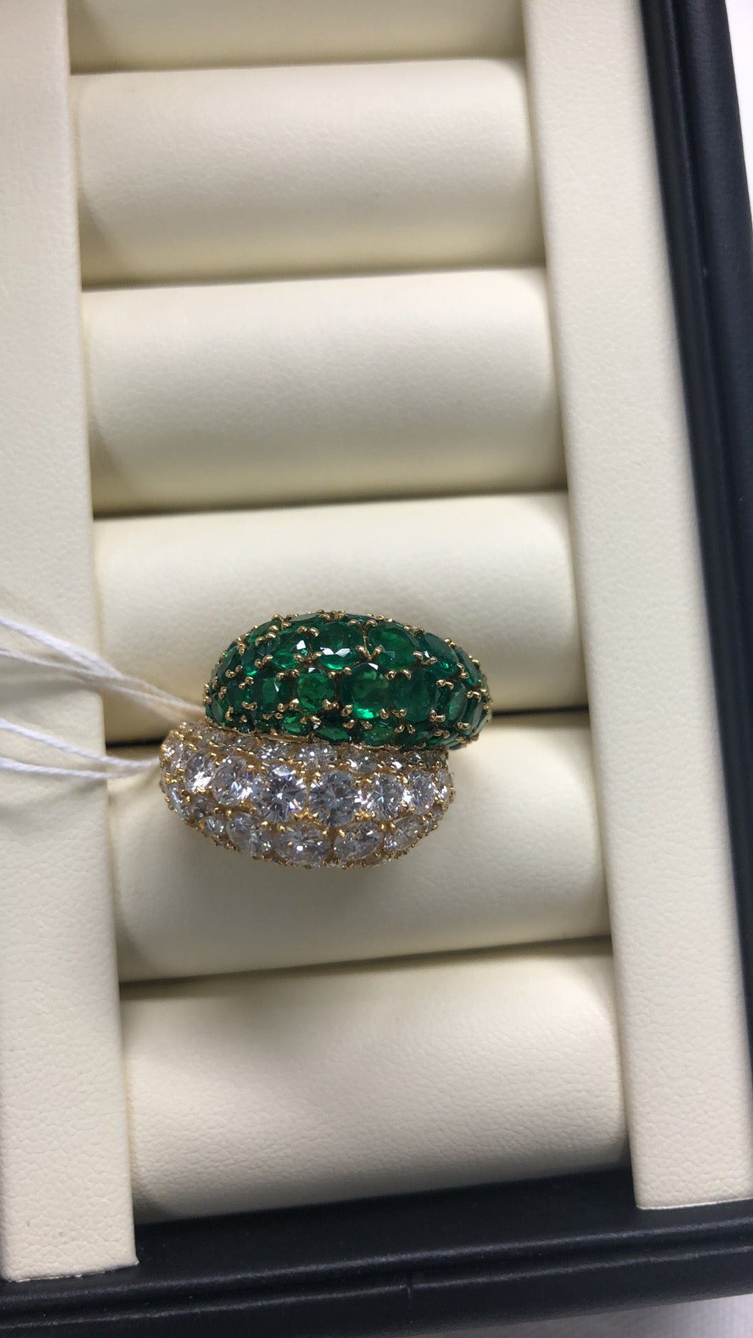 PF197 ITMVPE80IVT4ヴァンクリーフ&アーペルダイヤ4.52ct エメラルド5.04ctリングK18YG 14号 14.9g 31013 修明