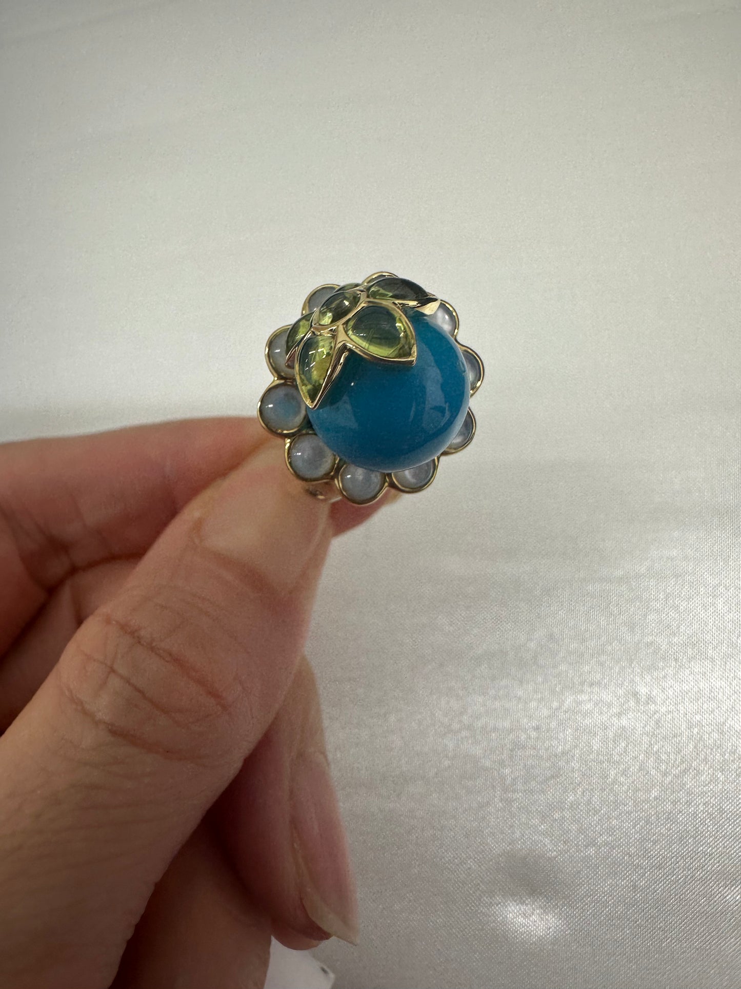 60420038その他色石 トルコ石/シェル リング 11.67ct 18K 2.43ct 16.4g