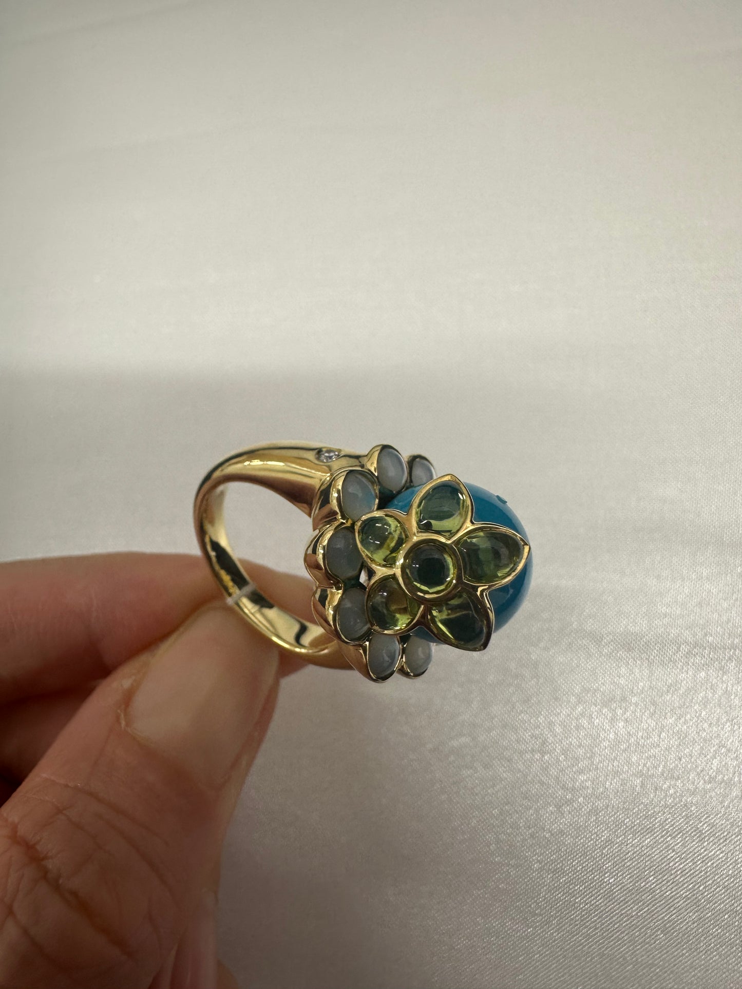 60420038その他色石 トルコ石/シェル リング 11.67ct 18K 2.43ct 16.4g